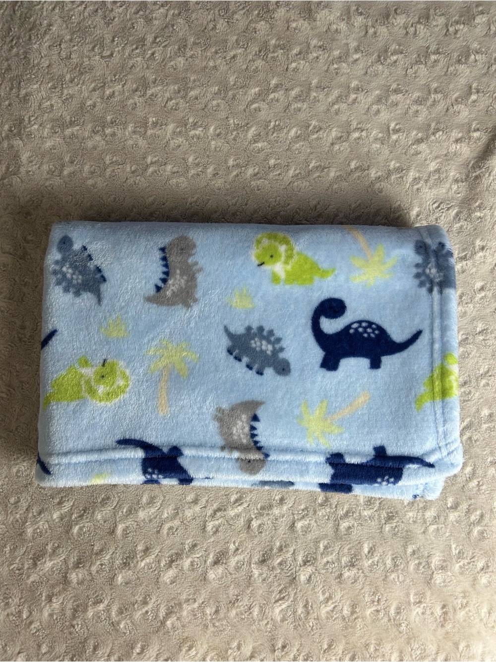 Parent's Choice Blue Green Dinosaur Baby Blanket Palm Tree Dino Print Lovey